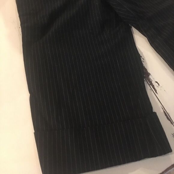 Vintage Guess size 27 wide leg Bermuda shorts pin striped black - Picture 8 of 9